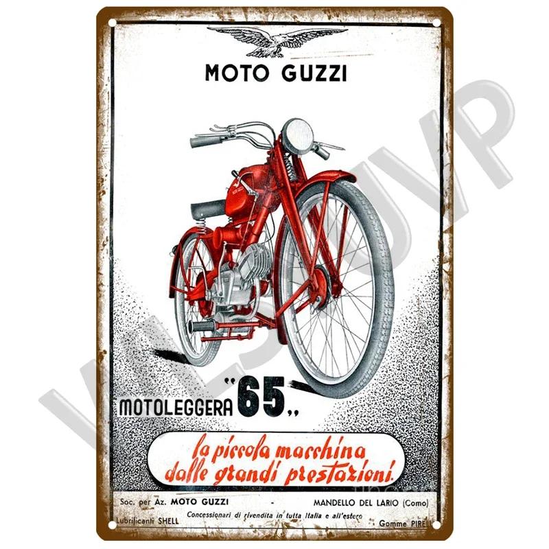 Moto Guzzi Gammal Man Plakett Metall Vintage Tennskylt Shabby Chic Dekor Metallskyltar Vintage Barinredning Metallaffisch Metallplatta