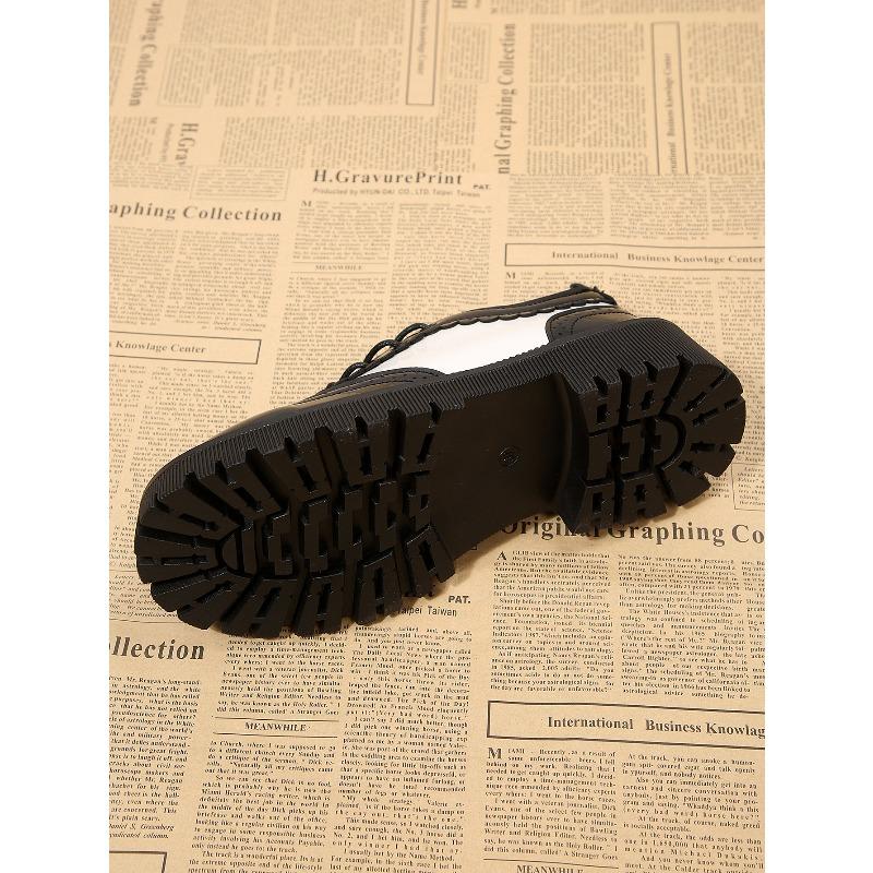 Color-blocked Low-top Shoes for The Fall of 2025 New Platform Lace-up Muffins Plus Size Small Leather Shoes for Women