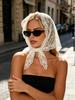 Lace Floral Print Large Headscarf,Women's Summer Hair Accessories Bandanas Head Wrap,Retro Chic Headpiece