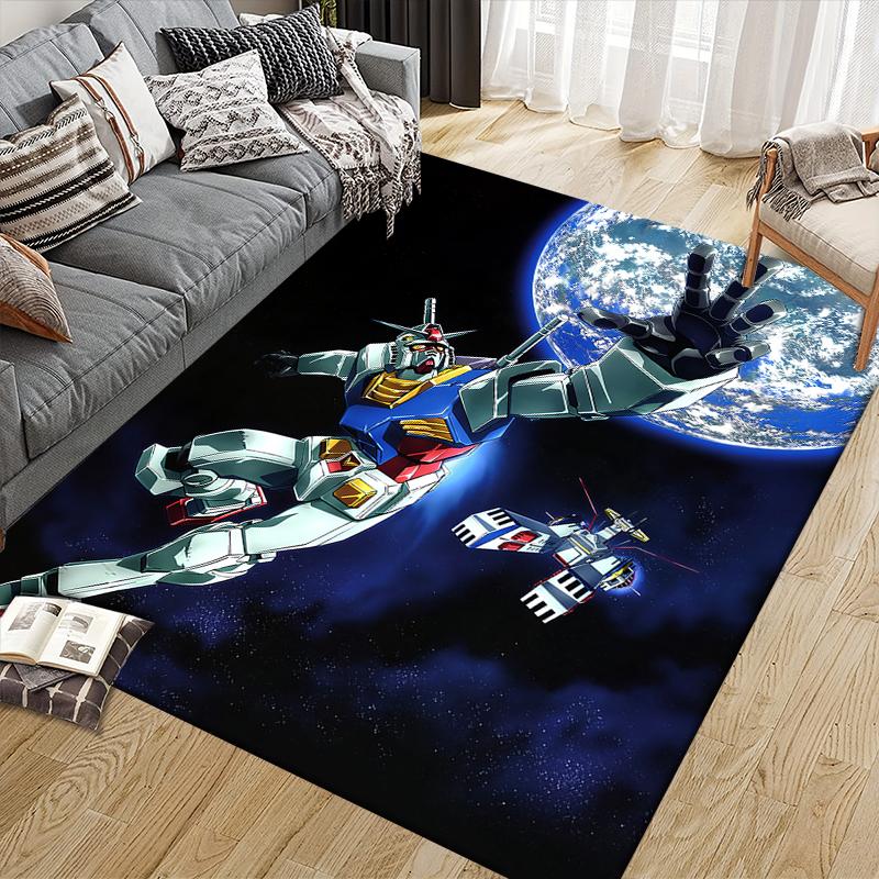 Mobile Suit Gundam Dark Square Area Rug, Non-Slip Floor Mat for Living Room, Perfect Gift for Gundam Fans.chl