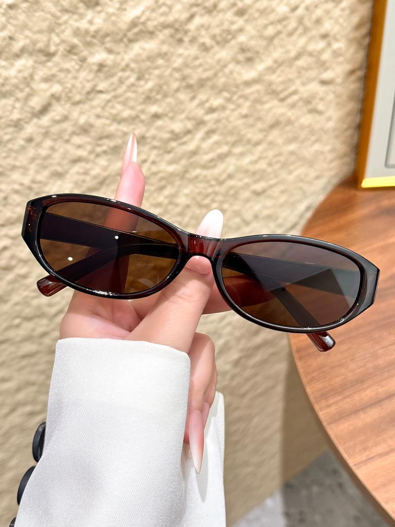 1Pc Retro Fashion Cat-Eye Narrow Frame Sunglasses Classic Versatile Basic Item Sunglasses for Daily Outings Vacation Outfits Dri