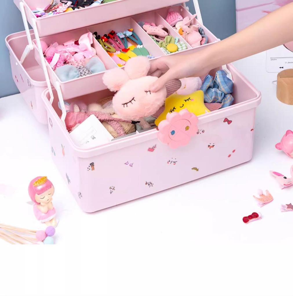 High Capacity Hair Accessories Kit: Elastic Bands, Clips, and Ornaments for Girls with Jewelry Storage Box