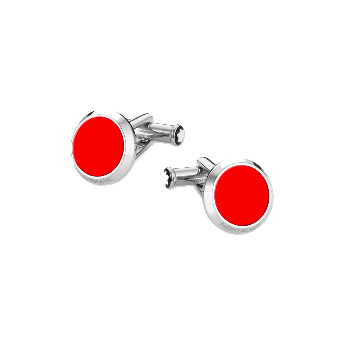 Montblanc Logo Engraved Stainless Steel Cufflinks Men accessories Red MB118880 Basic Packaging-Box Not Included