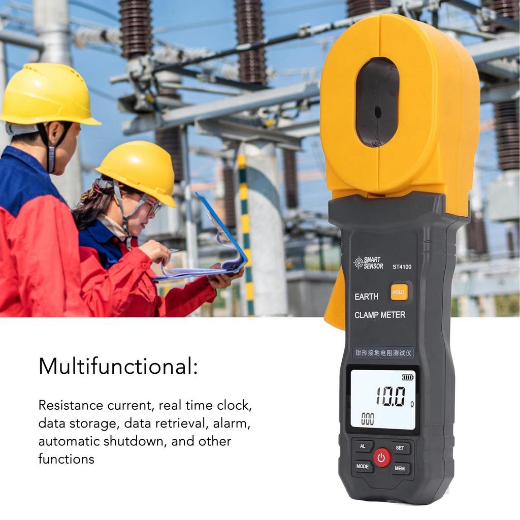 LCD Digital Clamp Ground Resistance Meter Auto Power Off Clamp Earth Resistance Meter Tester for Weather