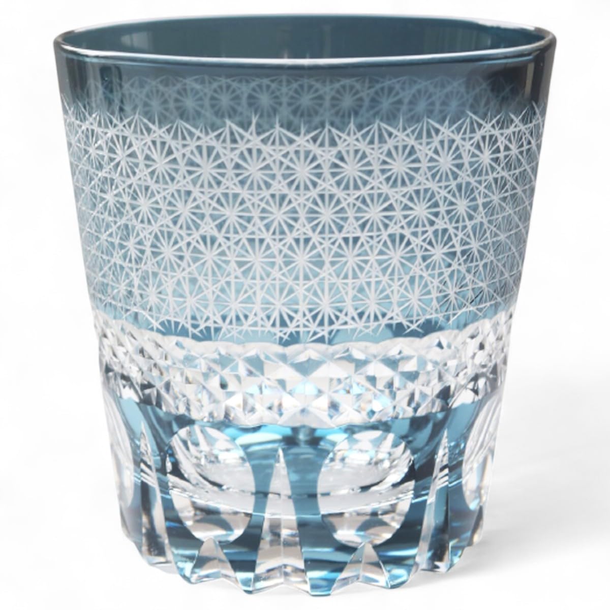 

Mizukage Kiriko Glass Sashiko Ink Blue with Bottom Bisho Current Model J-kitchens Cup, 85xH90mm, 260cc, Engraving,