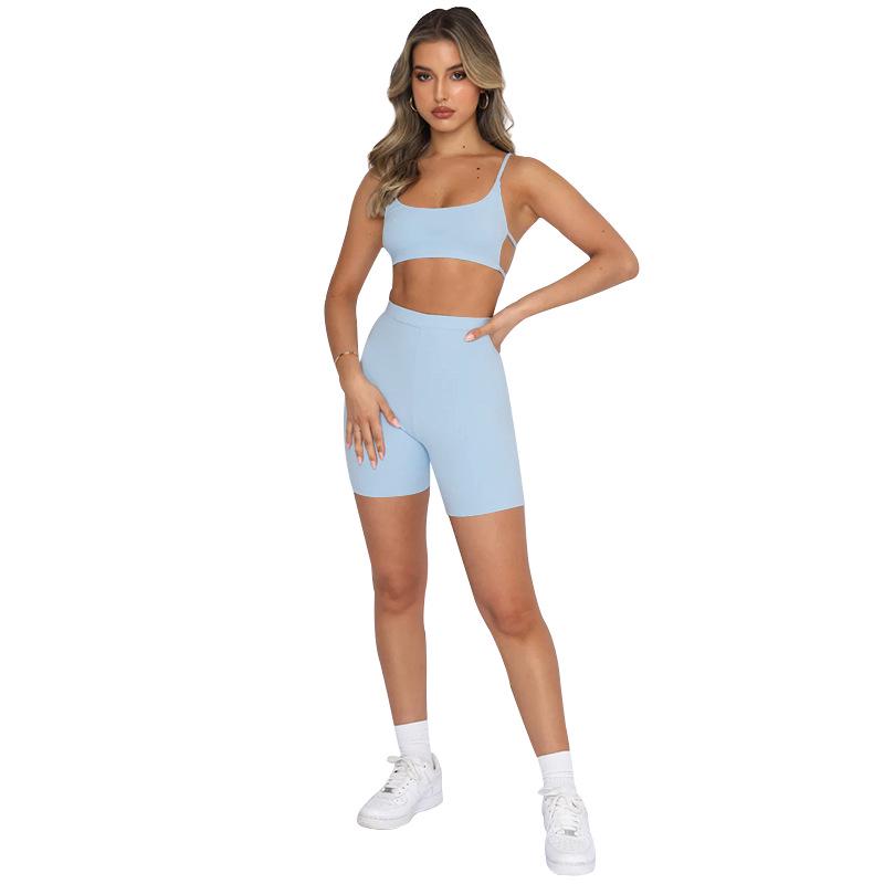 Summer Spaghetti Strap Backless Top & Sporty Shorts Set - European & American Women's Fashion