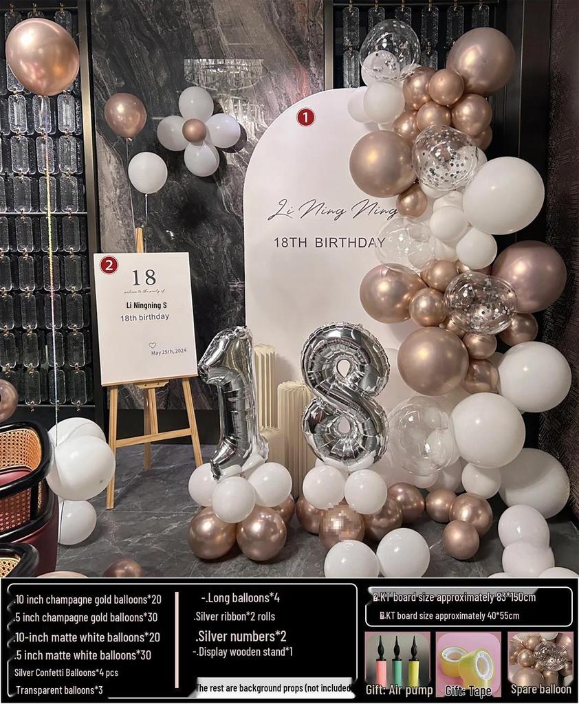 18th Birthday Party Decoration Set: Balloon Background Wall for Boys or Girls