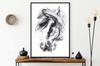 Poster Horse Sketch Portrait In Black Frame