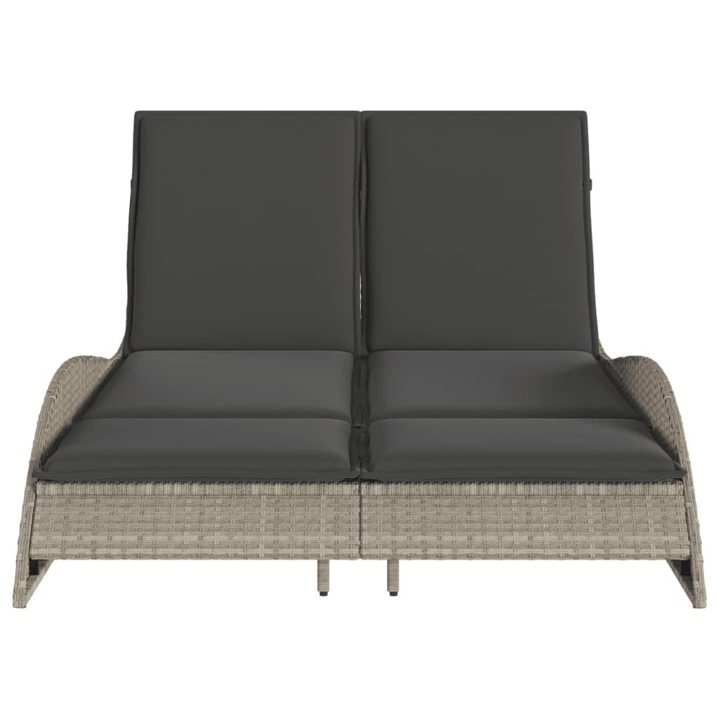 Lounger With Cushions, Light Grey, 114X205X73 Cm, Polyrattan