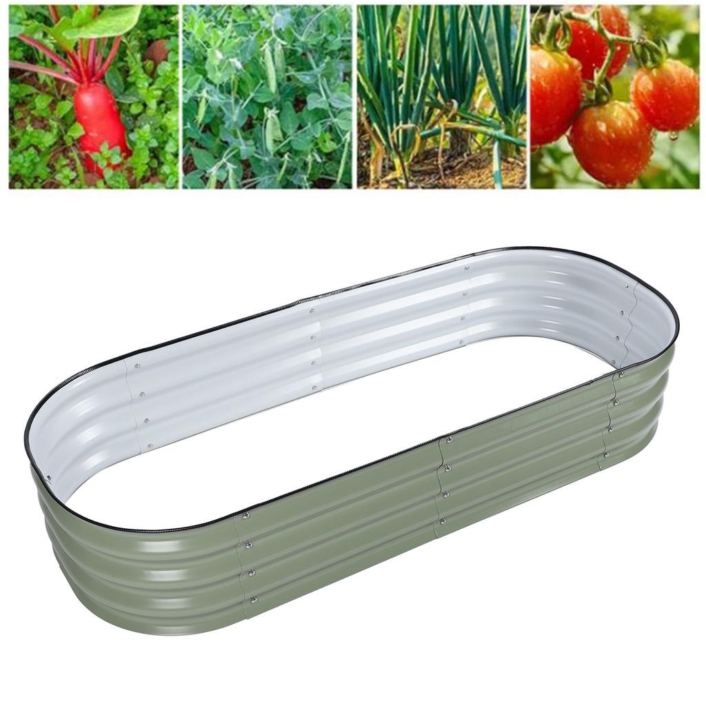 Raised Garden Bed Steel   Outdoor Planter Box with Open Bottom for Vegetables Fruits Flowers