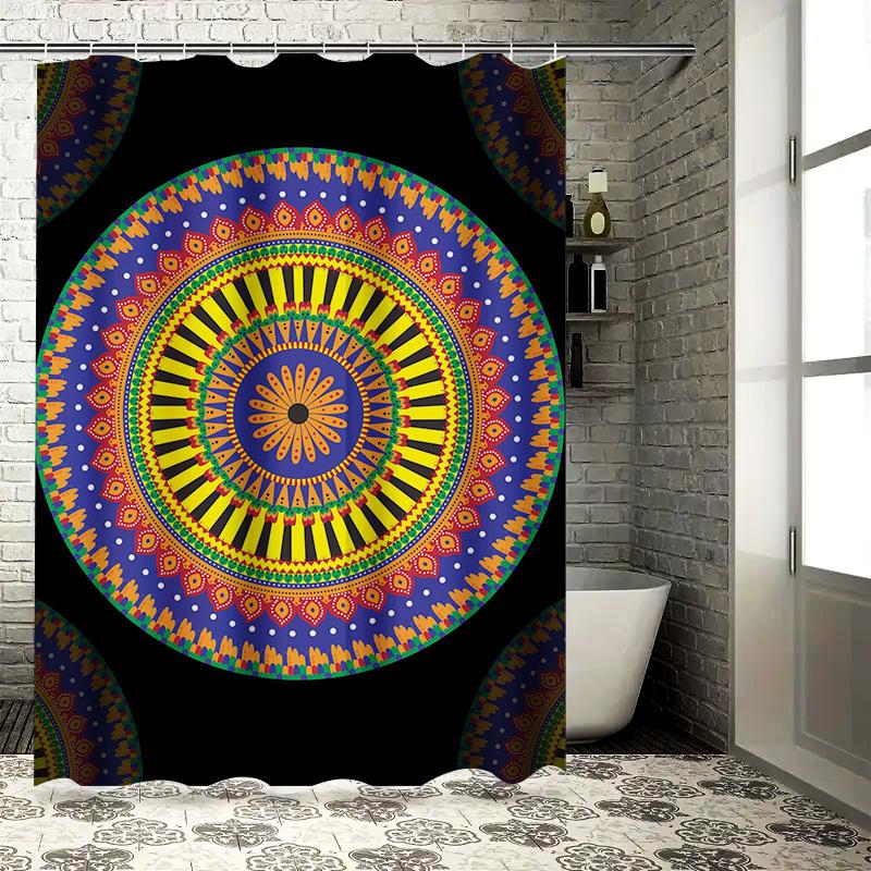 Beautiful Mandala Shower Curtain with Bright Colors for Bathroom Decorations Waterproof Fabric Shampoo Saver Shower Panels Home