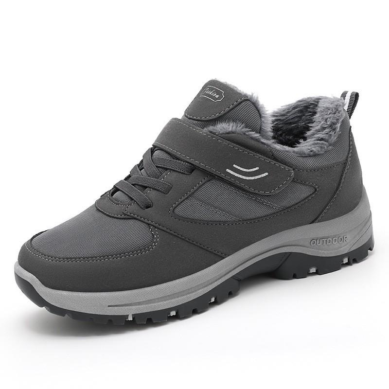 Men's Winter Magic Tape Lace-Free Cotton Boots - Velvet-Lined, Thickened & Warm Walking Snow Boots for Middle-Aged and Elderly