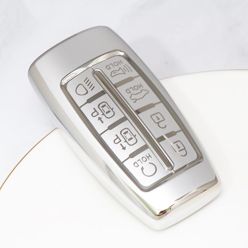 Soft Tpu Car Key Case For Genesis Keyless Fob Cover Keychain 8 Buttons Accessories For Hyundai Gv80 Gv90 G70 G80 G90 Gv70
