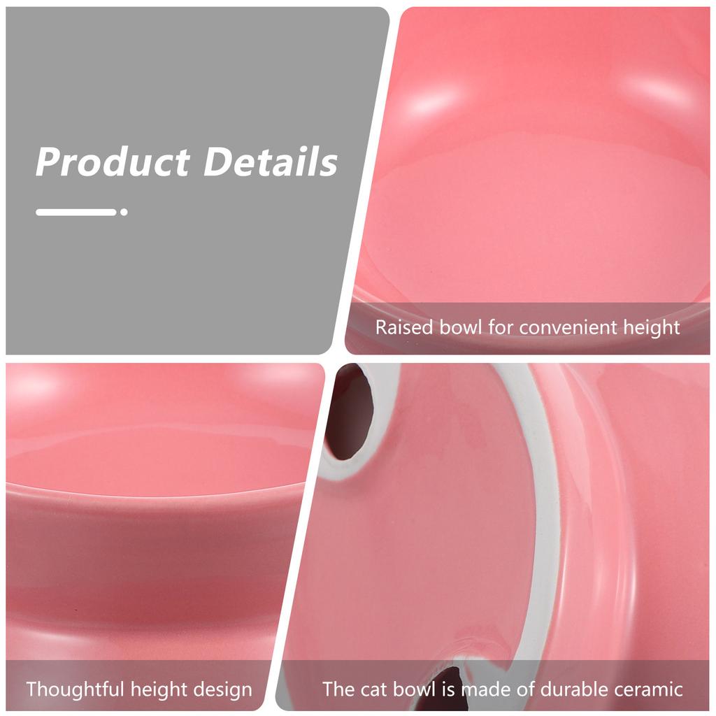 Ceramic Raised Cat Food Bowl Elevated Feeding Slanted Design Protects Neck Prevents Vomiting Easy Clean Dishwasher Safe Pet