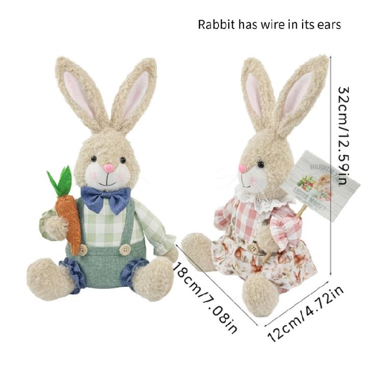 Handmade Rabbit Doll With Gentle Fabric And Wooden Stand Excellent Spring Festival Decors For Spring Themed incidents