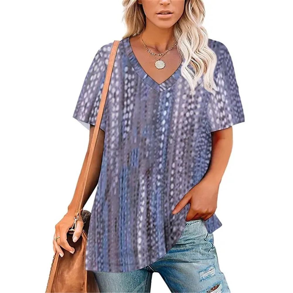 Σέξι Πουλόβερ με Λαιμόκοψη V Ευέλικτο T-Shirt Γυναικείο Μπλουζάκια με Ντεγκραντέ Εκτύπωση Ρούχα Unisex Vintage Streetwear Καθημερινό Στυλ Μόδα Streetwear