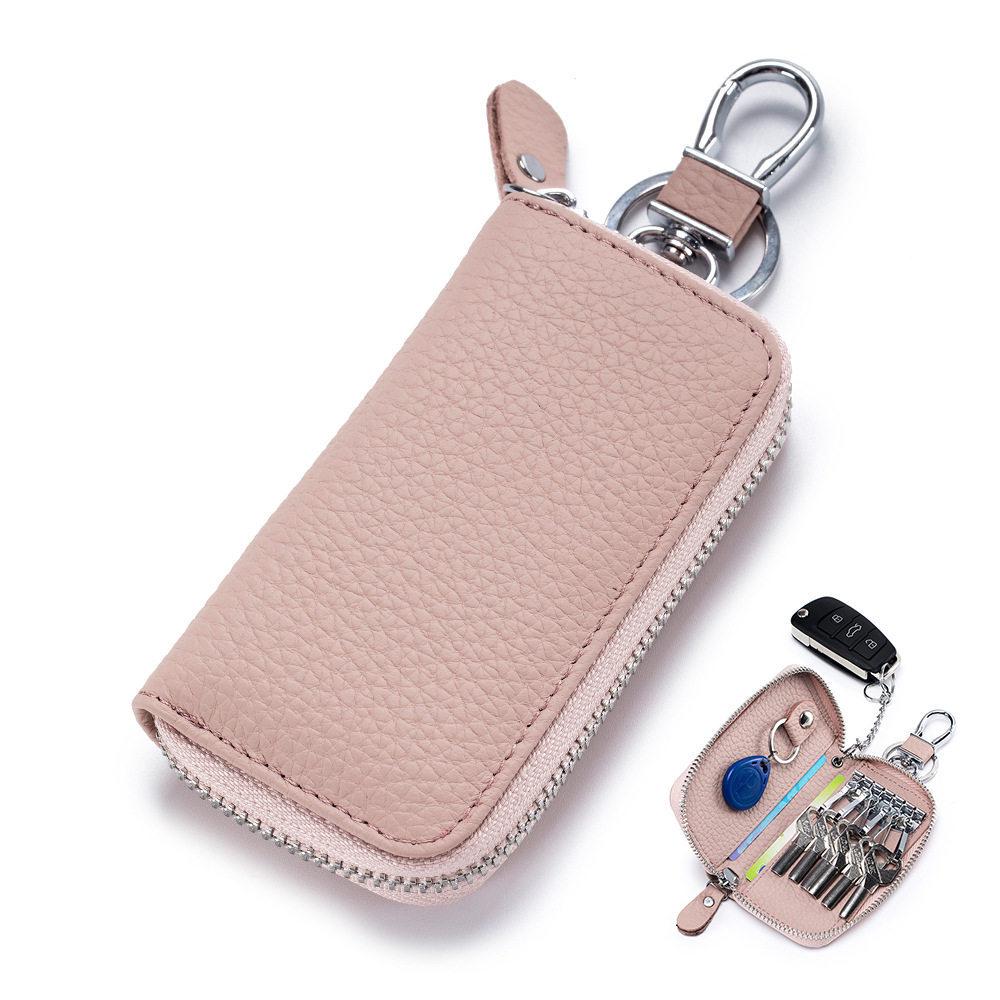 Genuine Leather Multifunctional Zipper Lock Car Key Case