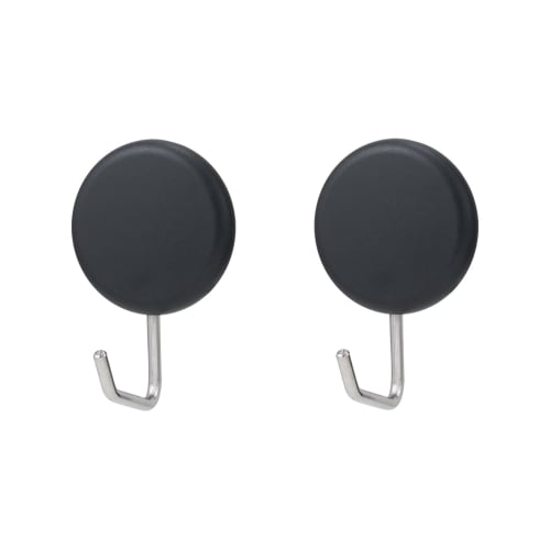 LEC Strong Neodymium Magnet Tool Hooks, Round, Pack of 2, 2kg (Maximum Load Capacity), Black