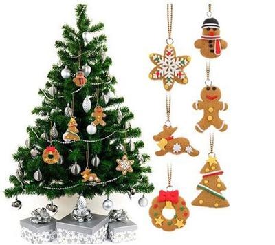 6pcs Pottery Snowflake Man And House Etc Ginger Bread Christmas Tree Decor