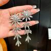 Elegant Rhinestone Flower Tassel Earrings - Light Luxury & Exquisite Design