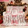 Blanket 1pc Ornamental Bows And Flowers 2D-Printed Flannel Throw Blanket - Soft And Cozy Suitable for Use On The Sofa While Travel