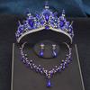 Red Tiaras and Crowns Bridal Jewelry Sets Tiara and Necklace Earrings Set for Party Bridal Wedding Dress Jewelry Sets