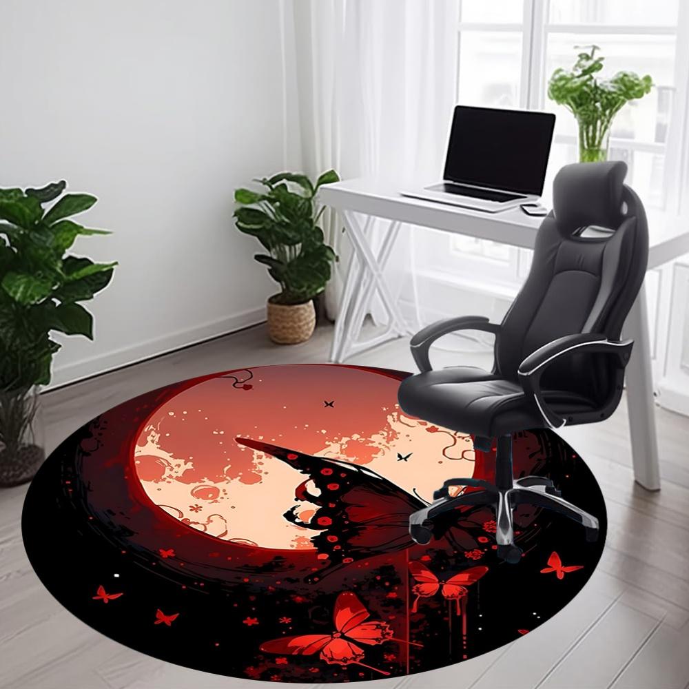 1pc Moonlit Butterflies Office Round Area Rug, Under Office Chairs Bedroom Living Room Home Decor, Room Deco, Available in Various Sizes
