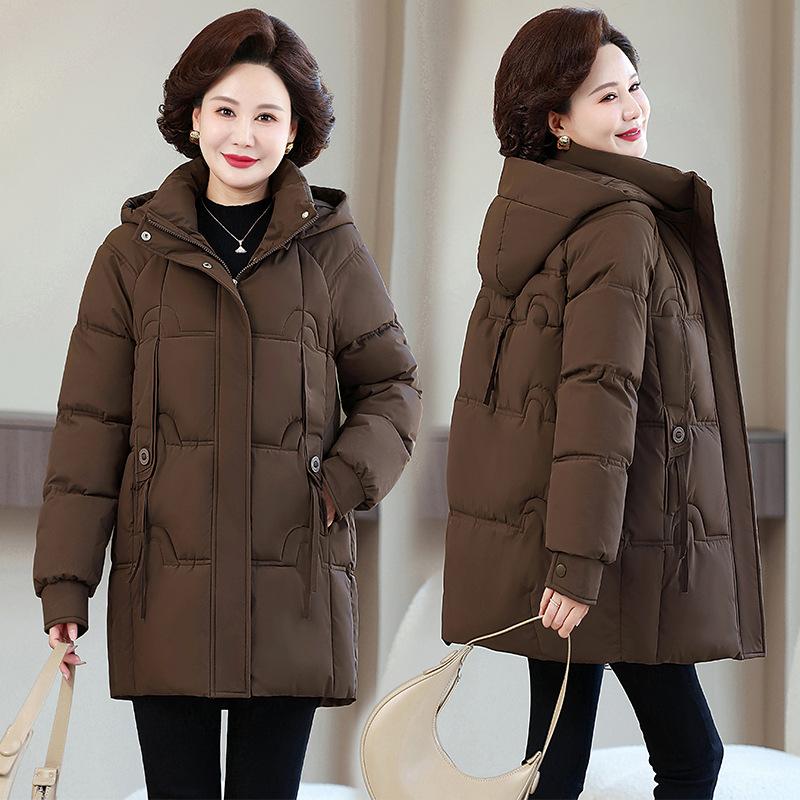 Medium and the Elderly Women's Large Size Winter Clothes New Thickened Cotton-padded Clothes Fashion Mother Medium and Long Warm Jacket Jacket
