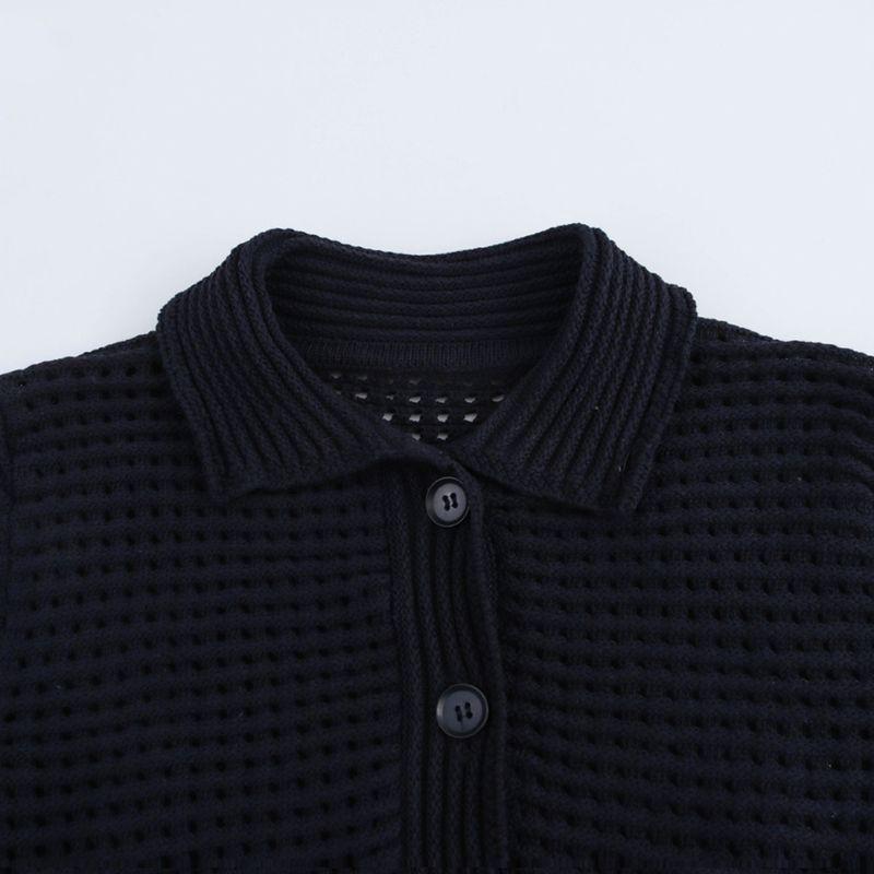 Kaslead New Women Clothes Western Style Lapel Long Sleeve Knitted Outerwear Skirt 433100 4331005