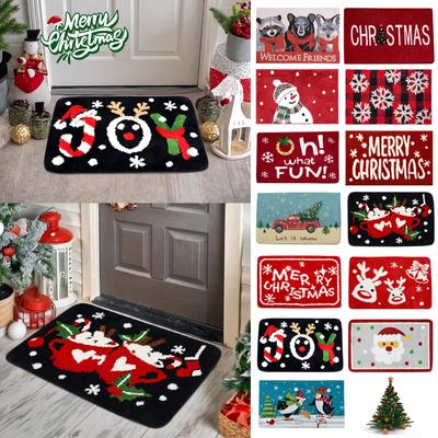 Wycieraczka drzwiowa z imitacji kaszmiru, wigilijna mata antypoślizgowa do łazienki