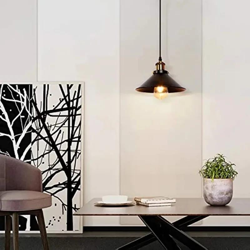 1/2/3 Heads Black Modern Design Pendent Ceiling Light Vintage Hanging Lampshade for Home Living Room Kitchen Decorative Lighting