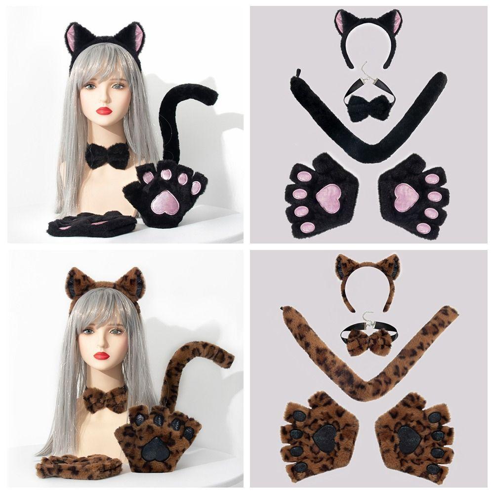Cat Woman Cosplay Headwear Jk Halloween Dress Up Funny Cat Ears Headband Set  Student
