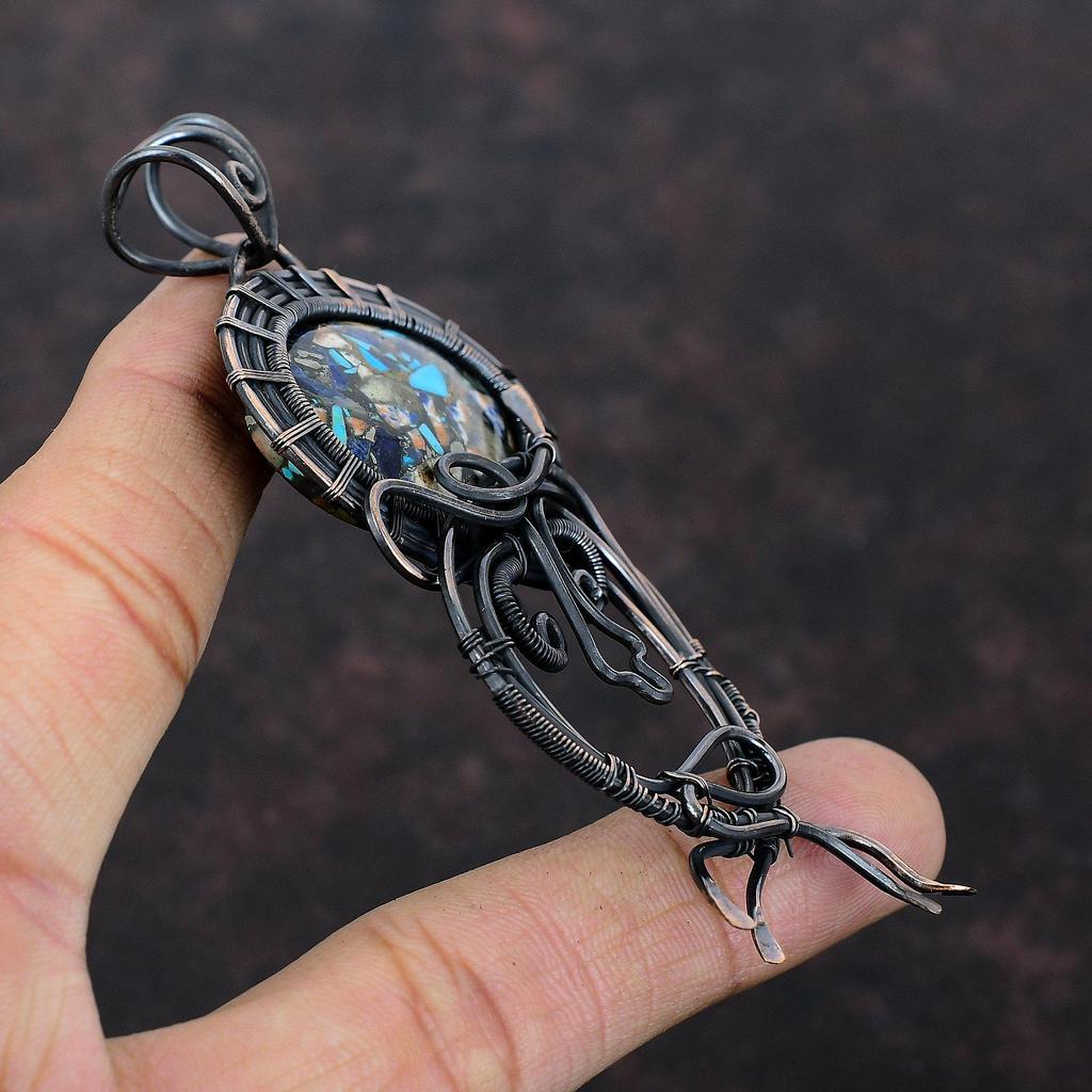 Copper Multi Turquoise Pendant Copper Wire Wrapped Pendant Handmade Pendant Wire Wrap Jewelry For Gift Women Pendant Copper Gemstone Jewelry