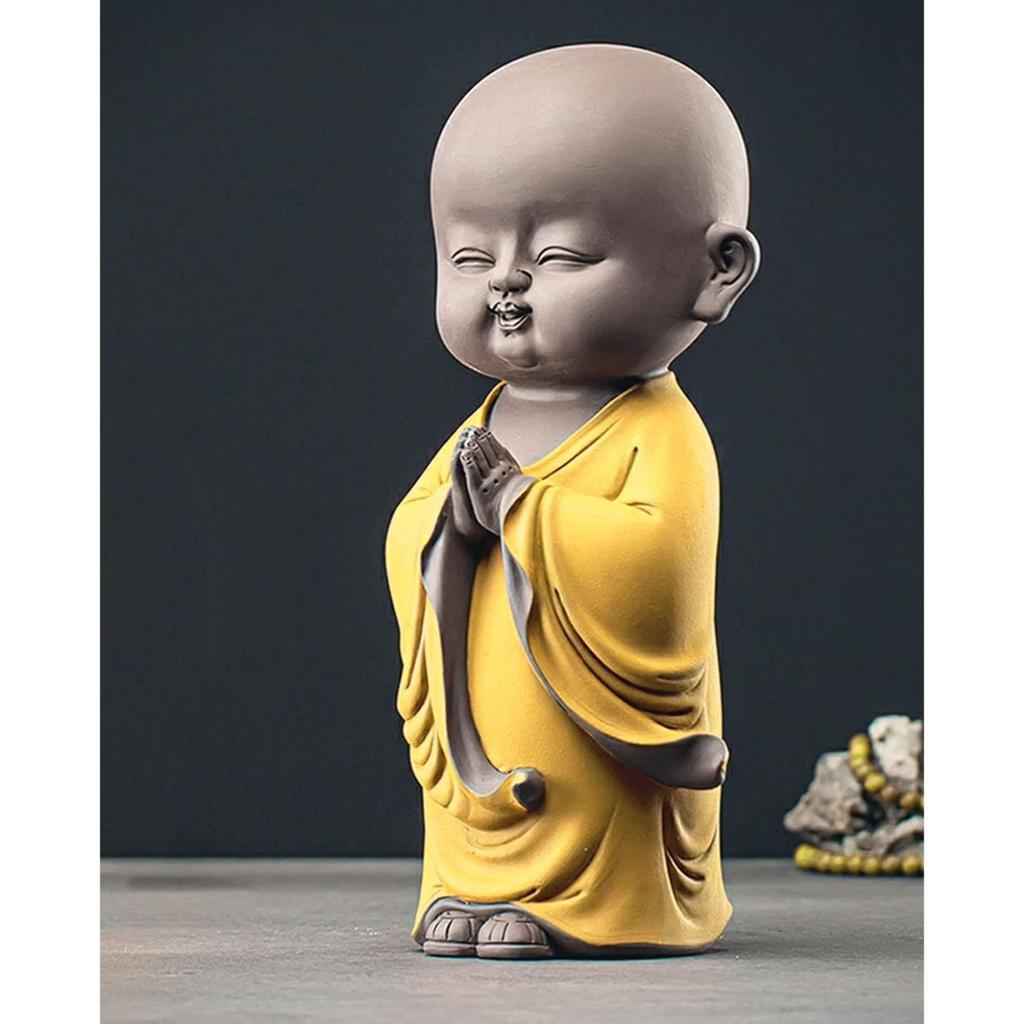 Namaste Buddha Monk Statue For Home Decor 25 Cm Showpiece Small Cute Laughing Budha Idol For Living Room