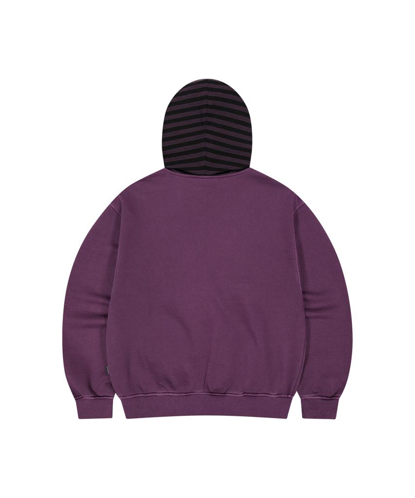 Mahagrid Pigment Stripe Mixed Zip Up Hoodie Purple(Mg2Fffm492A)