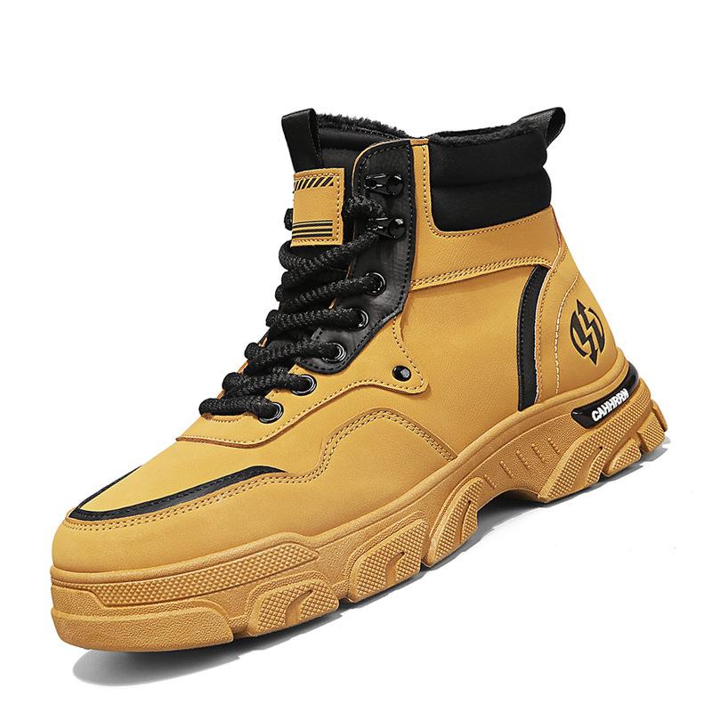 Winter 2024 New Medium and High-top Fashion British Tooling Men's Shoes Heightened Platform Outdoor Warm Martin Boots Men