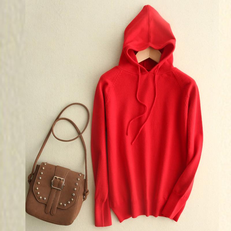 Women's Hooded Sweatshirt Slim Fashion Long Sleeve Top Solid Color Pullover