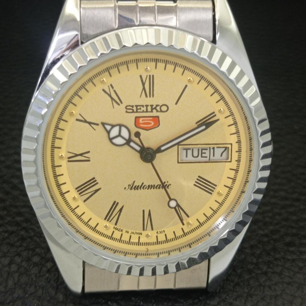 JAPAN VINTAGE REFURBISHED SEIKO 5 AUTOMATIC MENS ROMAN FIGURE WATCH a442101-4