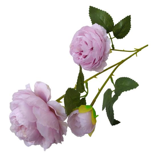 26" Artificial Peonies Flowers with Long Stems Faux Silk Peony Arrangement Bouquet with 2 Heads Full Blooms And 1 Bud for Wedding Centerpiece Party