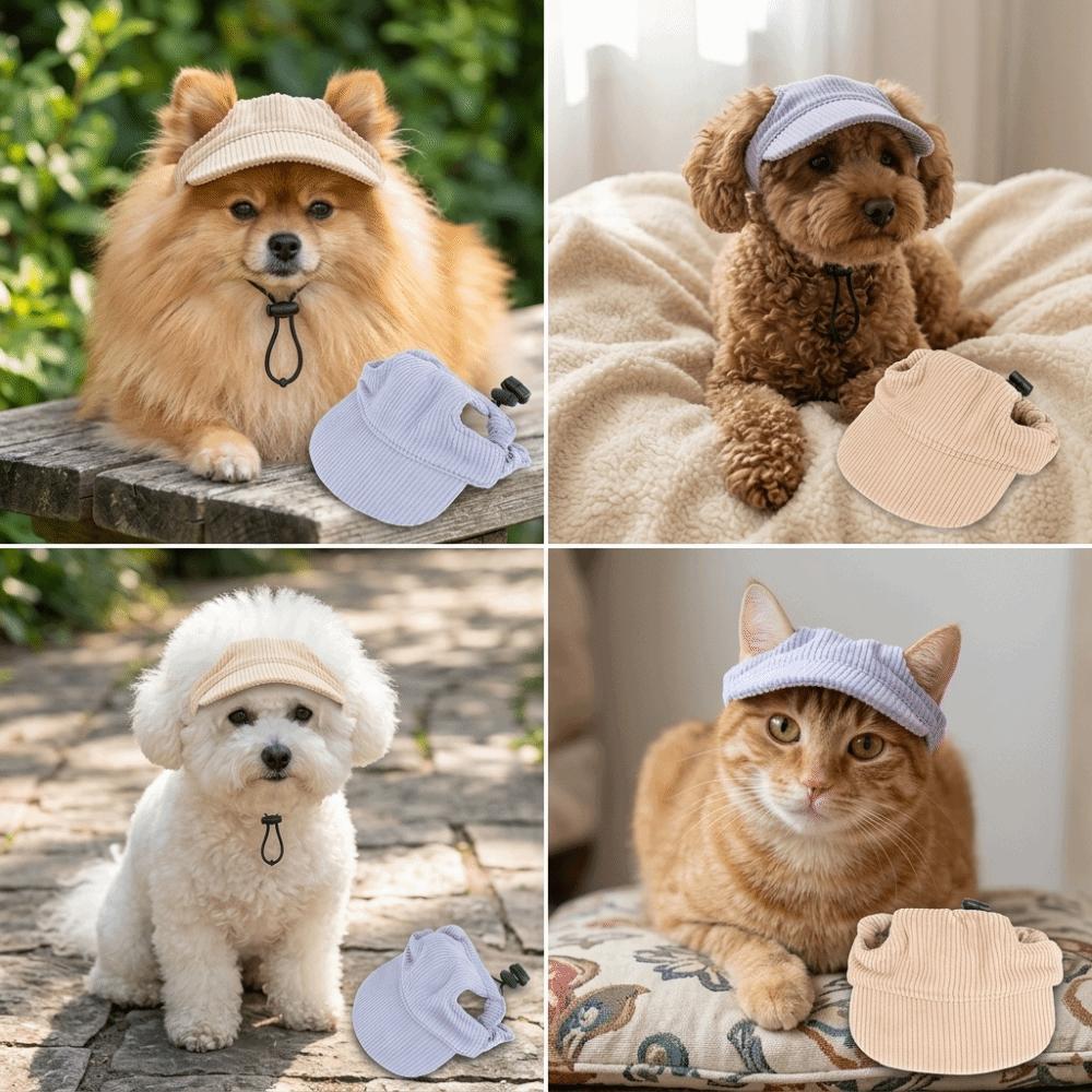Cappellino da Baseball per Cane in Morbido Tessuto a Coste Visiera Precurvata Gatto Visiera da Esterno Viaggio all'Aperto in Spiaggia