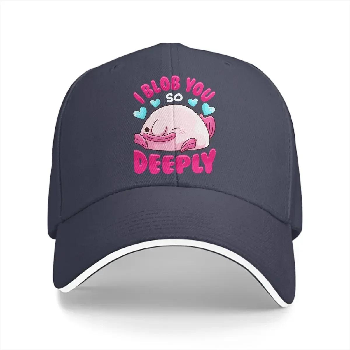

Pure Color Dad Hats Adorable I Blob You So Deeply Casual Hat Sun Visor Caps Blobfish Ugly Fish Peaked Cap One Size
