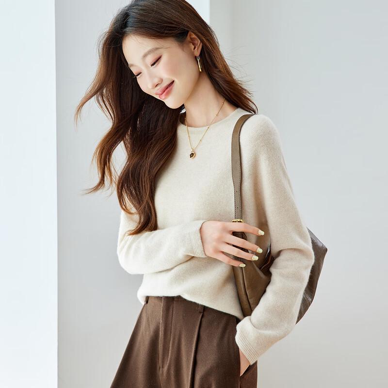 

Srcr Women s 100% Cashmere Seamless Round Neck Sweater XL