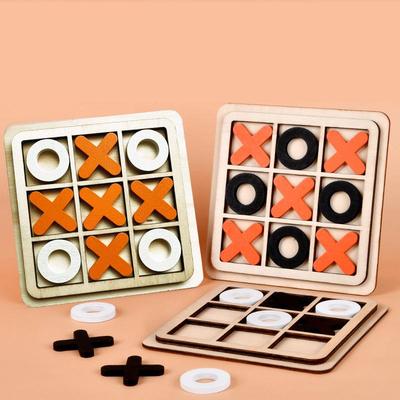 Wooden Children's Educational Tic-Tac-Toe Board Game - Parent-Child Leisure Toy