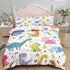 Kids Cartoon Dinosaur Bedding Set KingQueenFull Size Cute Animal World Duvet Cover Orange Yellow Polyester