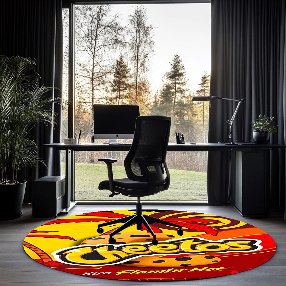 Cheetos Printed Round Rug Carpet Chair Rug Area Rug Entryway Doormats,for Office Chair Living Room Bedroom Kitchen Room.