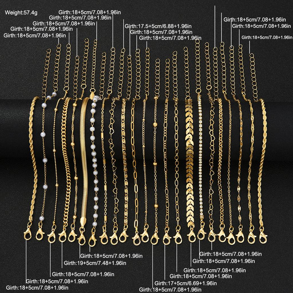 23pcs Fashion Minimalist Gold Color Bracelet Sets for Women Vintage Elegant Pearl Snake Chain Bracelet Daily Party Jewelry Gifts