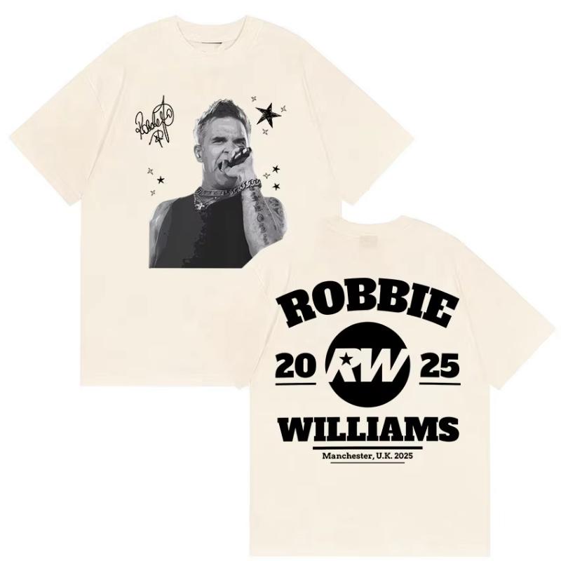 

Robbie Williams Rw Album 2025 Print T-Shirts Men Women Hip Hop Loose O-Neck Clothing T Shirt Casual Cotton Short Sleeve T-shirt S разноцветный