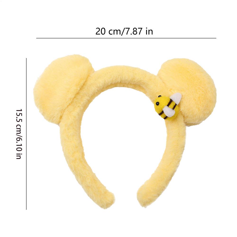 1pcs Cute Bee Bear Ears Plush Hairband Women Girls Wash Face Lovely Animal Headbands Cosplay Fashion Hair Accessories жёлтый