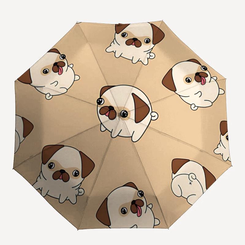

1pc Pug Circle Automatic Open/close Umbrella, 8-Rib sturdy structure, Portable Travel Umbrella, Parties, Everyday Usel009