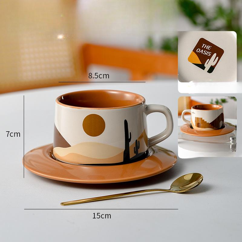 Retro Design Niche Coffee Cup Saucer Set for Women's Personal Ceramic French Afternoon Tea Cup Gift Box